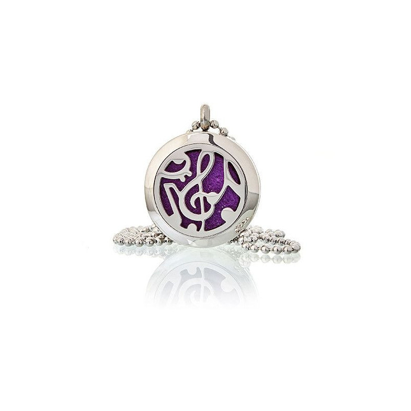 Collier bijoux d'aromathérapie - Notes de musique 25 mm