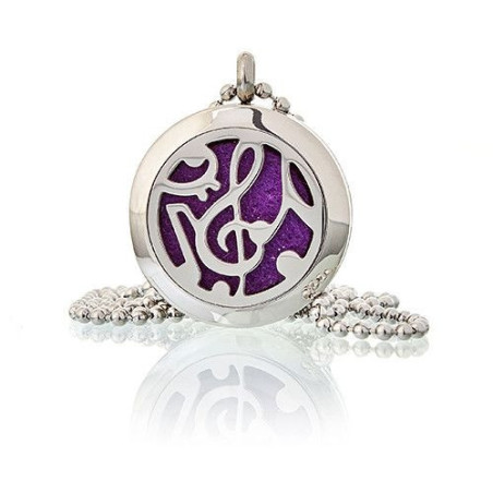 Collier bijoux d'aromathérapie - Notes de musique 25 mm
