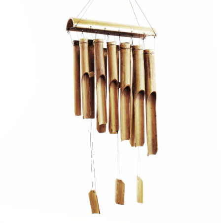 Carillon éolien en bambou - Finition naturelle - 12 grands tubes