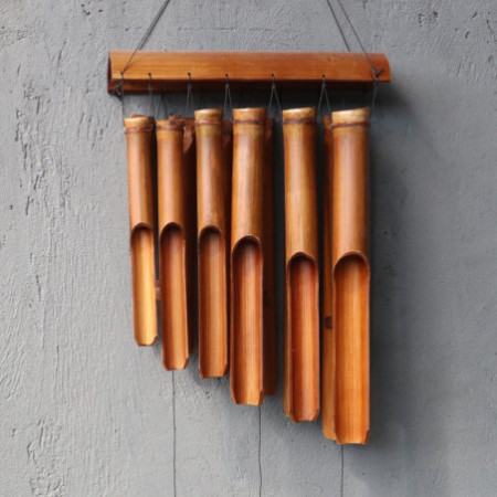 Carillon éolien en bambou - Finition naturelle - 12 grands tubes