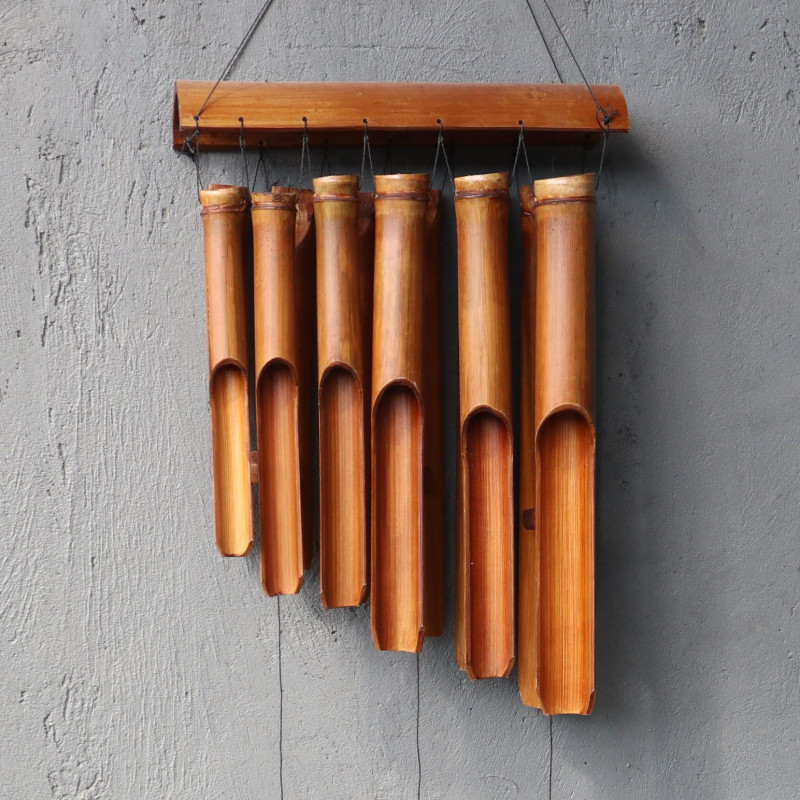 Carillon éolien en bambou - Finition naturelle - 12 grands tubes