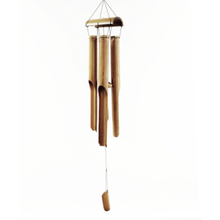 Carillon éolien en bambou - Finition naturelle - 4 grands tubes