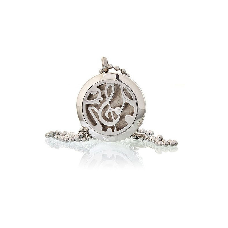 Collier bijoux d'aromathérapie - Notes de musique 25 mm