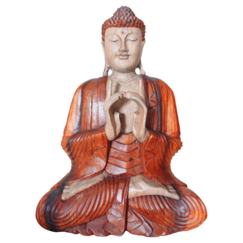 Statue de Bouddha sculptée à la main - 60 cm Deux mains