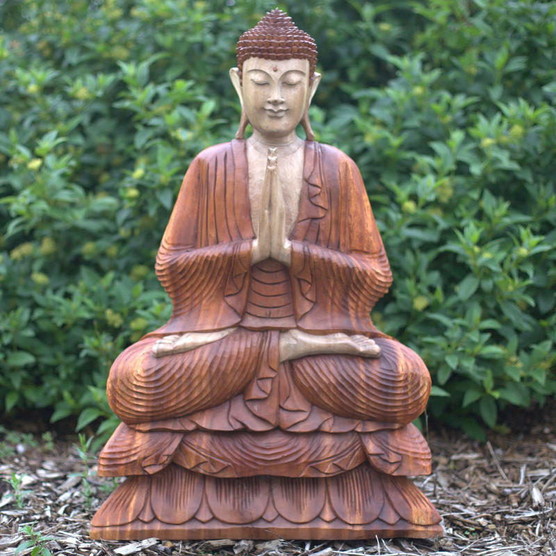 Statue de Bouddha sculptée à la main - 80 cm Bienvenue