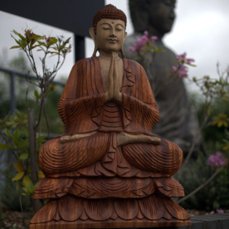 Statue de Bouddha sculptée à la main - 80 cm Bienvenue