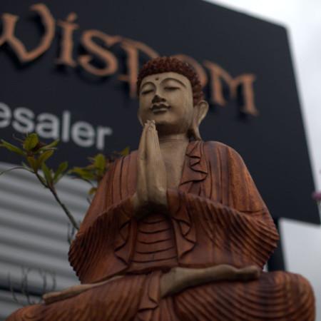 Statue de Bouddha sculptée à la main - 80 cm Bienvenue