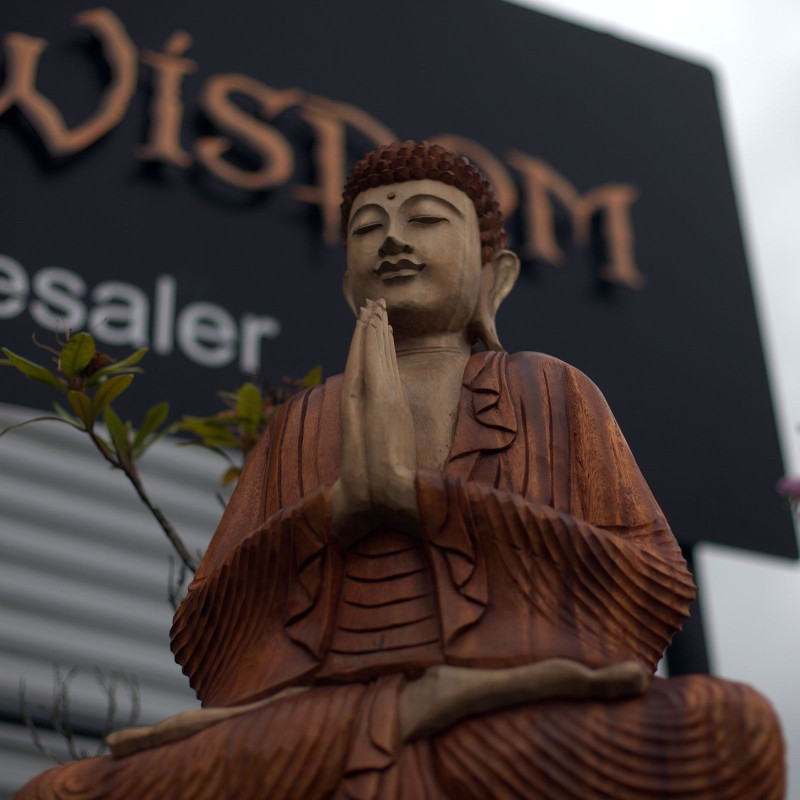 Statue de Bouddha sculptée à la main - 80 cm Bienvenue