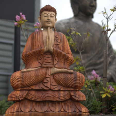 Statue de Bouddha sculptée à la main - 80 cm Bienvenue