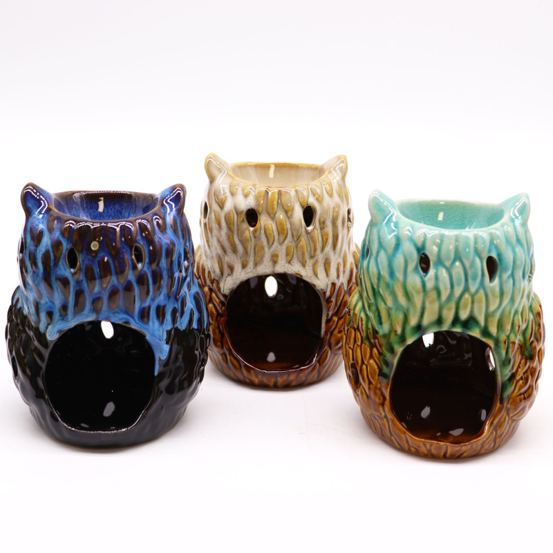 Brûleur à huile rustique classique - Hibou (assortiment)