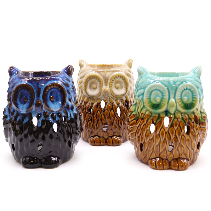 Brûleur à huile rustique classique - Hibou (assortiment)