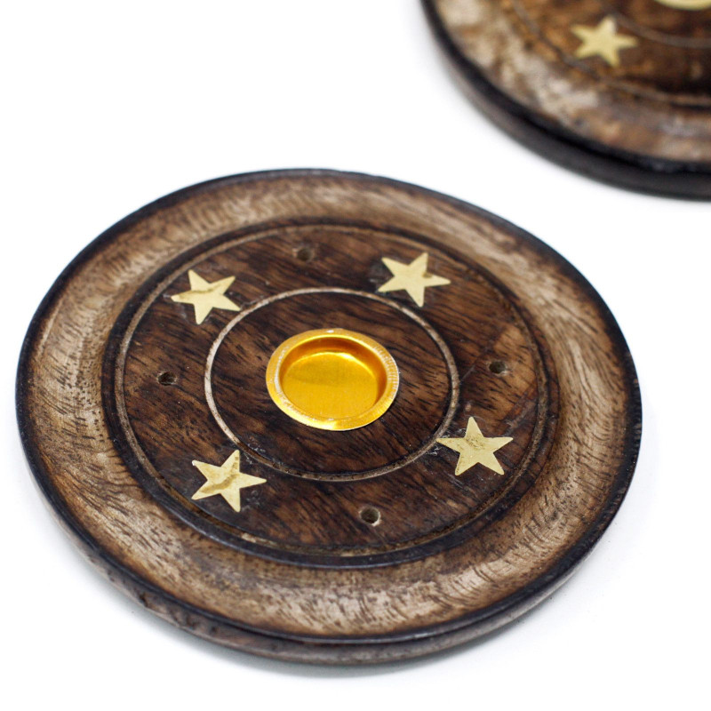 Disque en bois de manguier 10 cm (cône et encens)