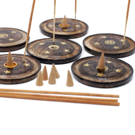 Disque en bois de manguier 10 cm (cône et encens)