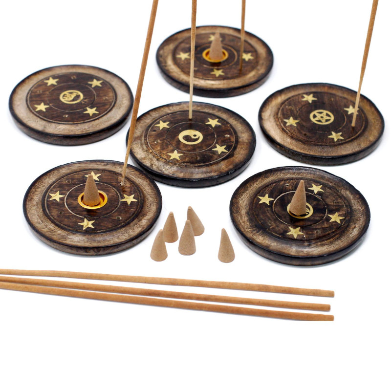 Disque en bois de manguier 10 cm (cône et encens)