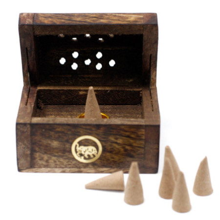 Mini boîte à fumée en cône d'encens - Bois de manguier