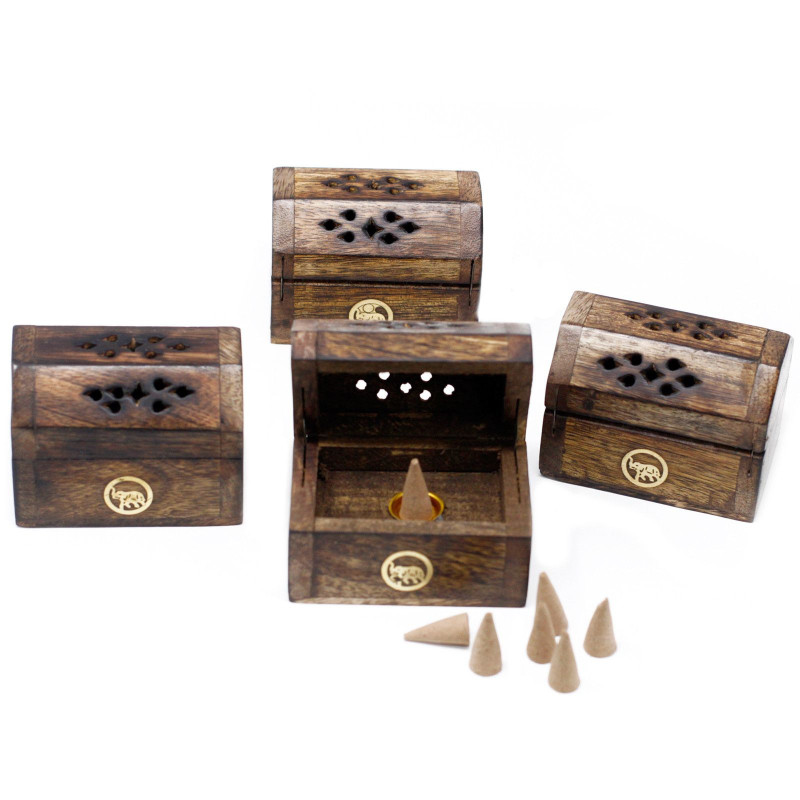 Mini boîte à fumée en cône d'encens - Bois de manguier