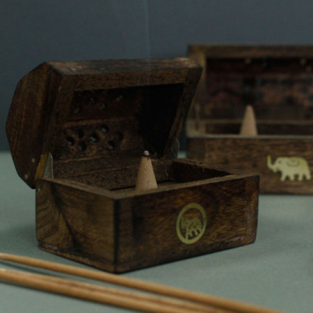 Mini boîte à fumée en cône d'encens - Bois de manguier