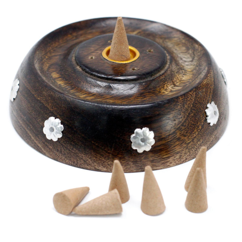 Brûleur à cône et à bâtonnet - Modèle assorti - Bois de manguier