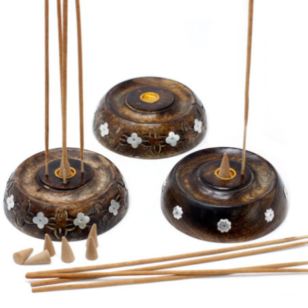 Brûleur à cône et à bâtonnet - Modèle assorti - Bois de manguier