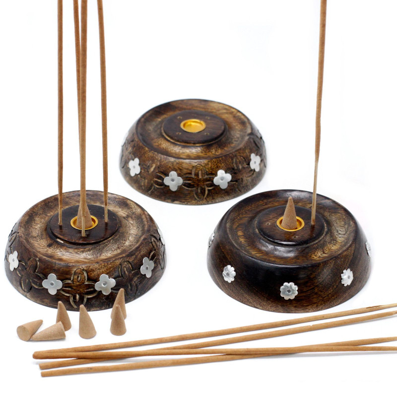 Brûleur à cône et à bâtonnet - Modèle assorti - Bois de manguier