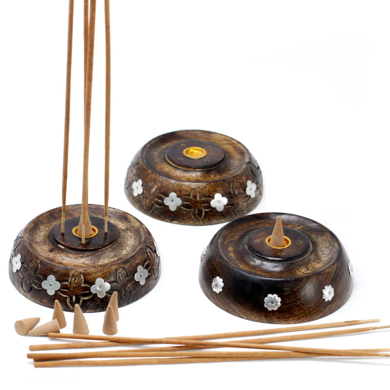 Brûleur à cône et à bâtonnet - Modèle assorti - Bois de manguier