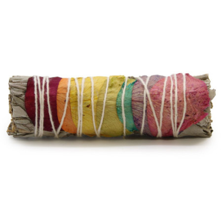 Bâton de purification - 7 chakras Pétales de rose Sauge 10 cm (Chakra)