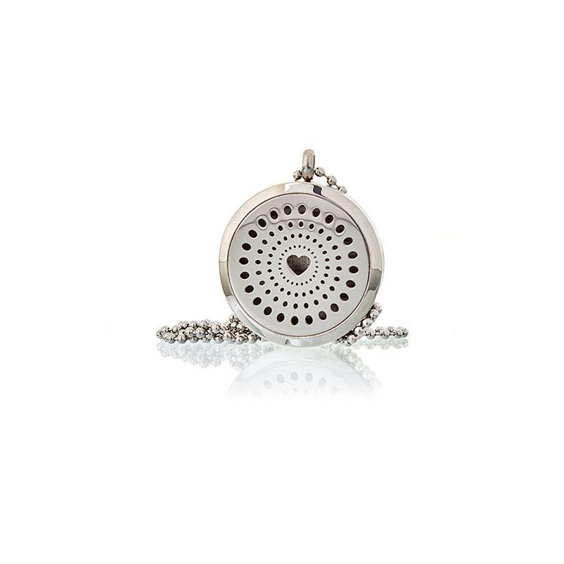 Collier Bijoux Aromathérapie - Cœur Diamants 30mm