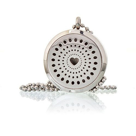Collier Bijoux Aromathérapie - Cœur Diamants 30mm