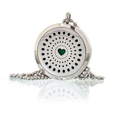 Collier Bijoux Aromathérapie - Cœur Diamants 30mm