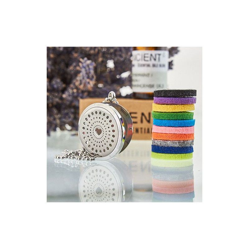 Collier Bijoux Aromathérapie - Cœur Diamants 30mm
