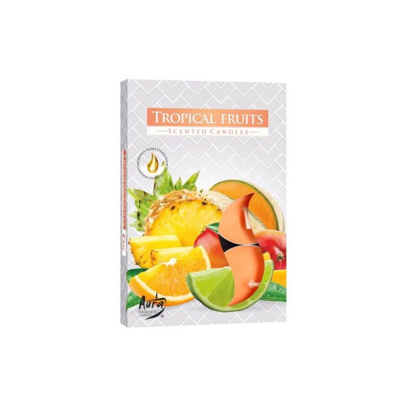 Lot de 6 bougies chauffe-plat parfumées - Fruits tropicaux