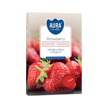 Lot de 6 bougies chauffe-plat parfumées - Fraise
