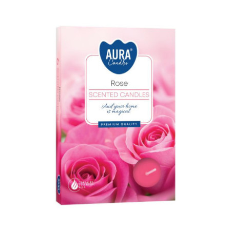 Lot de 6 bougies chauffe-plat parfumées - Rose