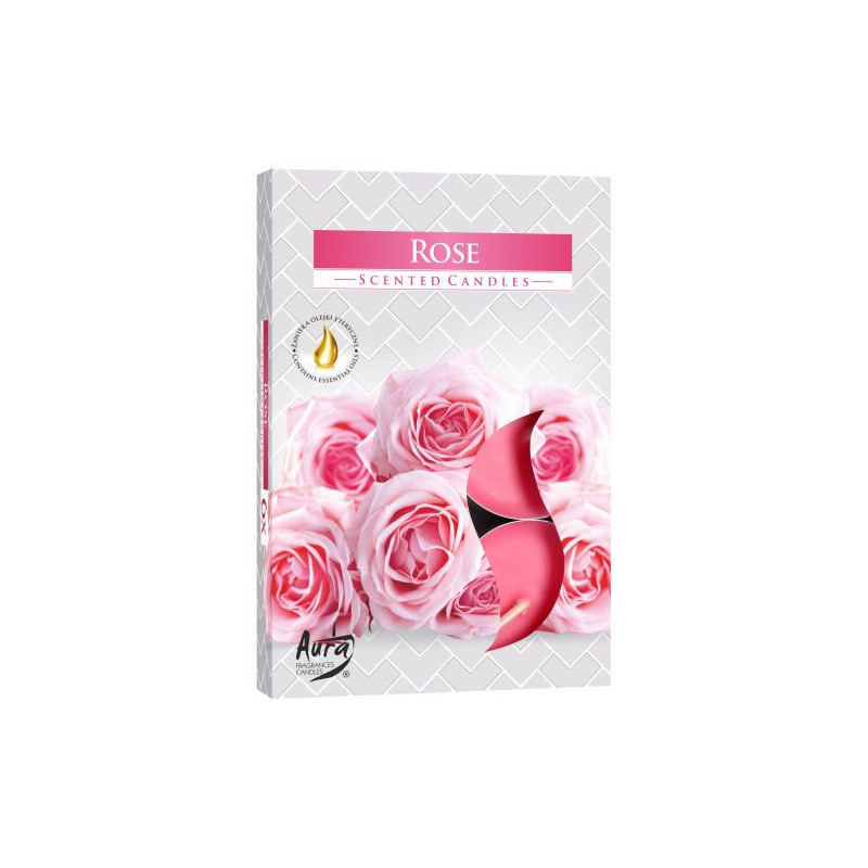 Lot de 6 bougies chauffe-plat parfumées - Rose