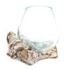 Verre fondu sur bois blanchi à la chaux - Bol moyen