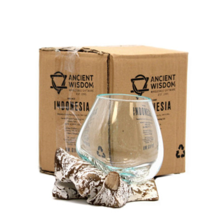Verre fondu sur bois blanchi à la chaux - Bol moyen