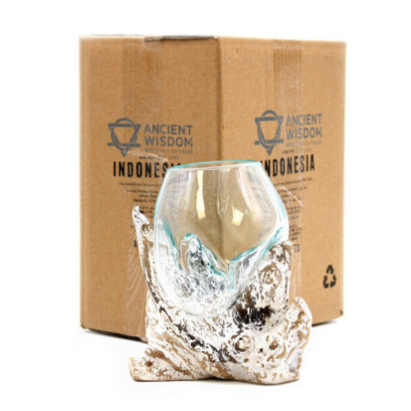 Verre fondu sur bois blanchi à la chaux - Bol moyen
