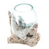 Verre fondu sur bois blanchi à la chaux - Bol moyen