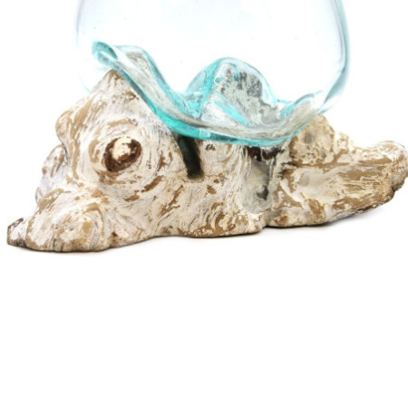Verre fondu sur bois blanchi à la chaux - Grand bol