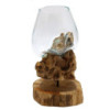 Verre fondu sur bois avec support - Grand bol