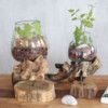 Verre fondu sur bois avec support - Grand bol