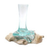 Verre fondu sur bois blanchi à la chaux - Vase - Petit