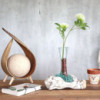 Verre fondu sur bois blanchi à la chaux - Vase - Petit