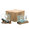 1x Cuve en verre fondu sur bois avec support - Grand bol