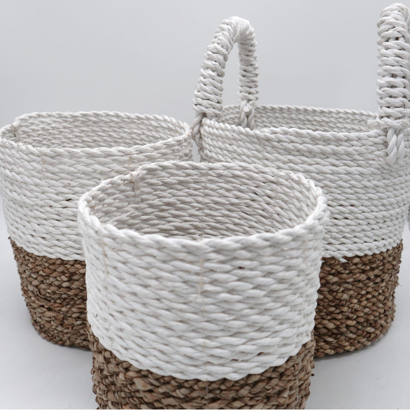 Ensemble de paniers en jonc de mer - Blanc naturel