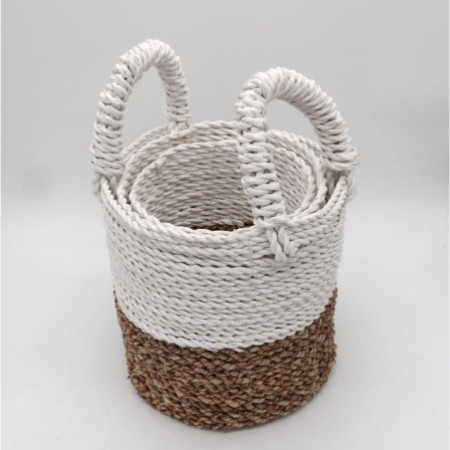 Ensemble de paniers en jonc de mer - Blanc naturel