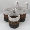 Ensemble de paniers en jonc de mer - Gris / Naturel / Blanc