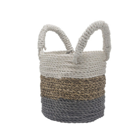 Ensemble de paniers en jonc de mer - Gris / Naturel / Blanc