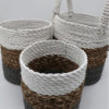 Ensemble de paniers en jonc de mer - Gris / Naturel / Blanc