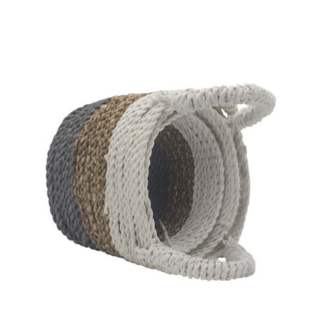 Ensemble de paniers en jonc de mer - Gris / Naturel / Blanc